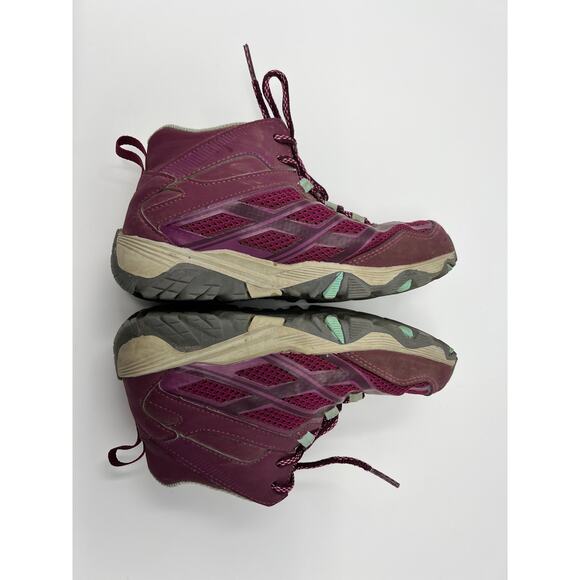 Merrell Girls Hiking Boots Moab FST Mid Ankle Waterproof Shoes Outdoors Purple 2 - Picture 4 of 5